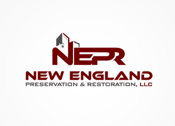 N E P R letters making building logo design