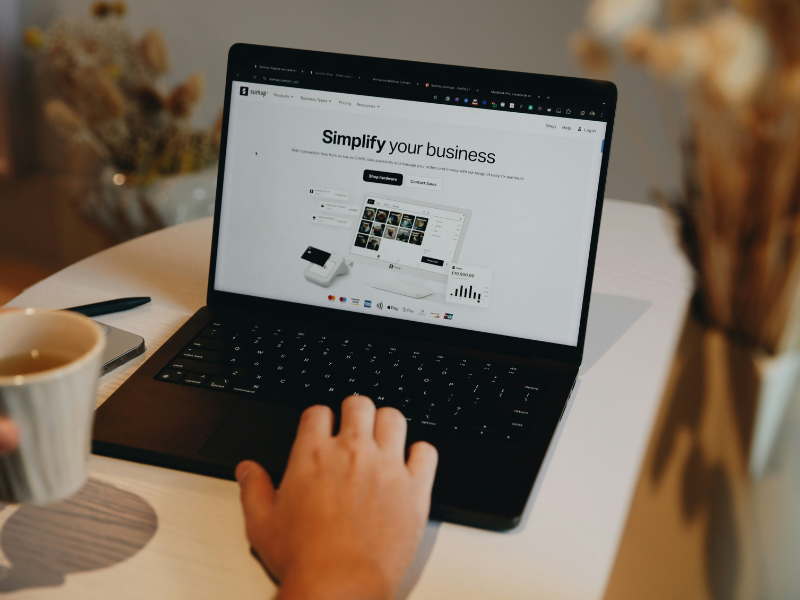 black on white website design