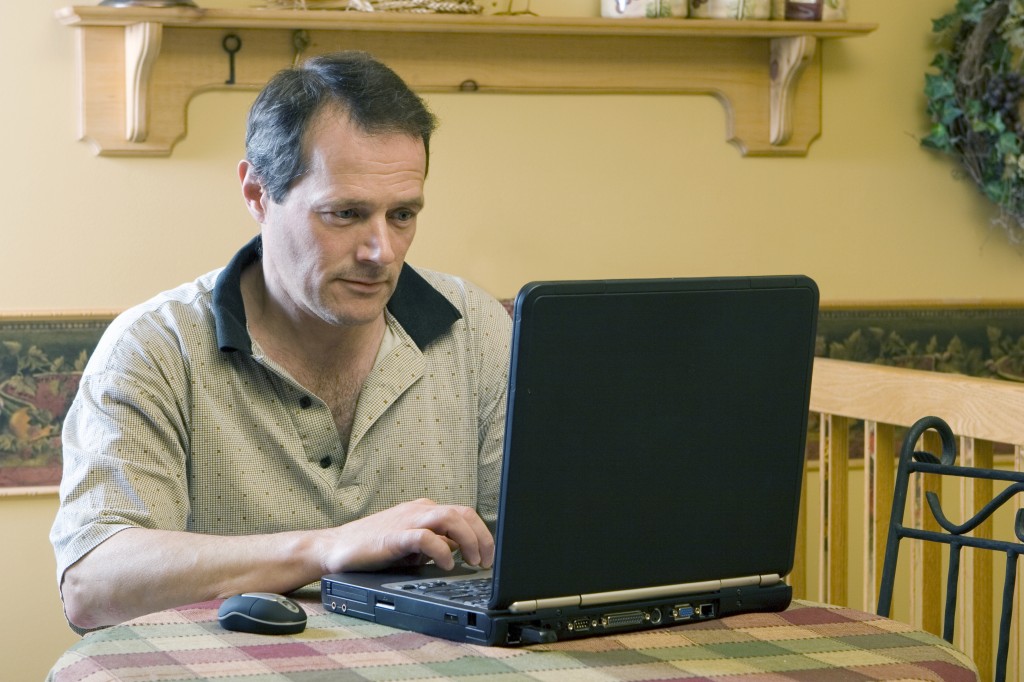 Older man looking up continuing education courses