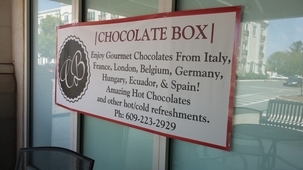 Outdoor shop board of the Chocolate Box