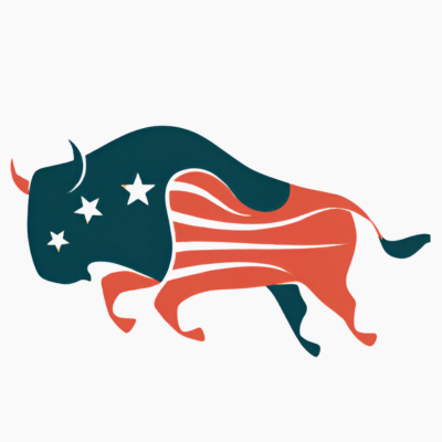 Bull in American Flag Colors
