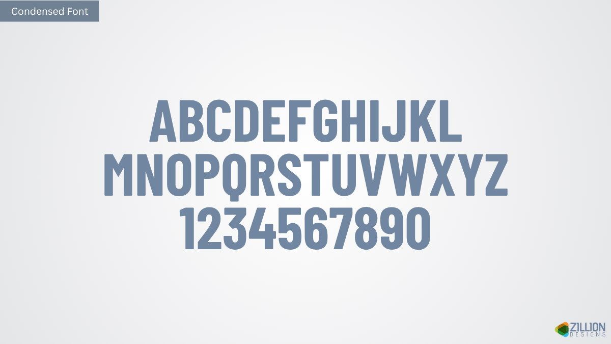 Condensed font Condensed font