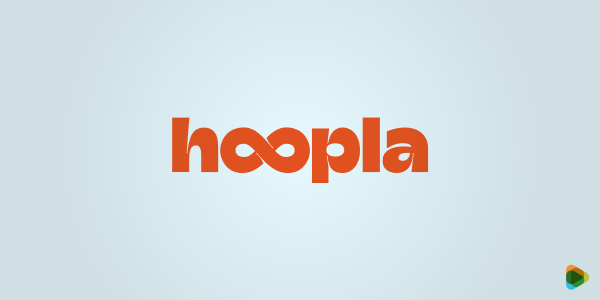 Hoopla logo Hoopla logo in orange on a light background