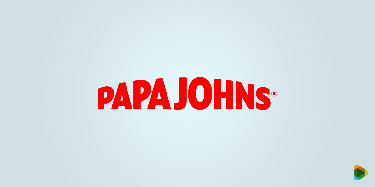 Papa Johns logo Papa Johns logo in red text on gray background