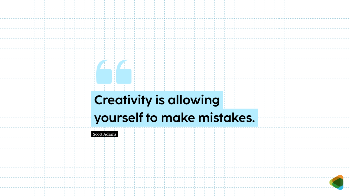 Quote on creativity and making mistakes by Scott Adams