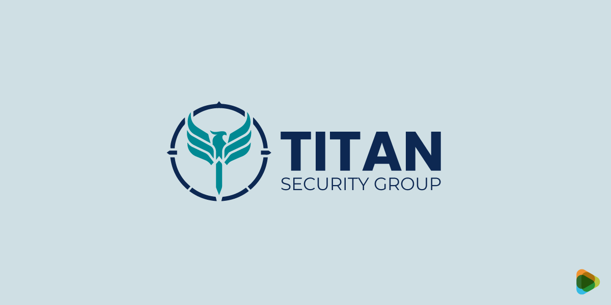 Titan Security Group Horizontal Logo Titan Security Group horizontal logo with teal winged emblem and navy text.
