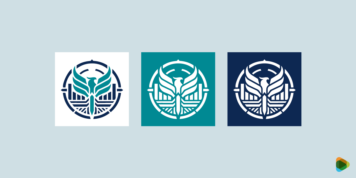 Titan Security Group Icon Variations Three Titan Security Group emblem icons in light, teal, and navy background versions.