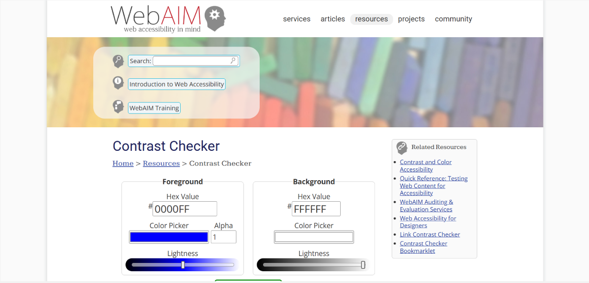 WebAim Contrast Checker WebAim Contrast Checker