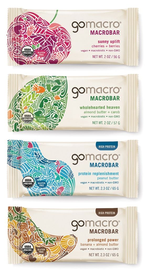colorful organic energy bars botanical packaging