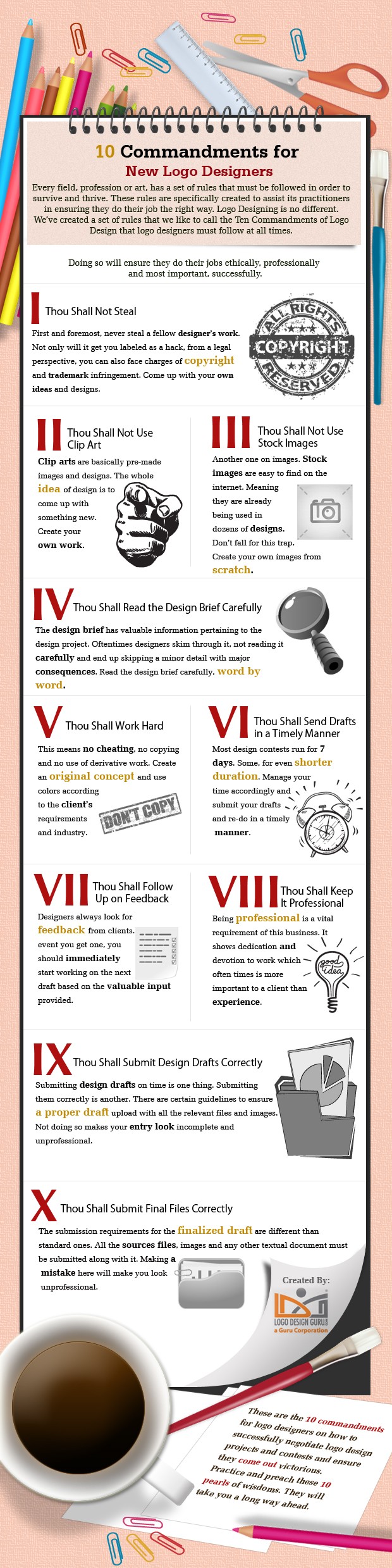 10 Commandments for New Logo Designers - Infographic infographic, logo designers