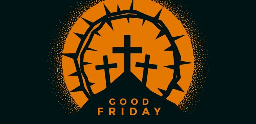 good friday background with crosses thorn crown