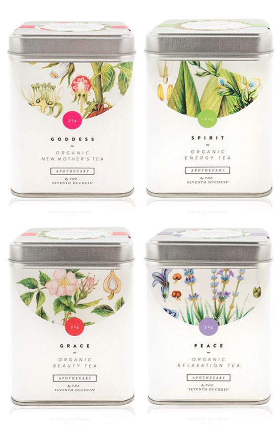 organic tea botanical tins