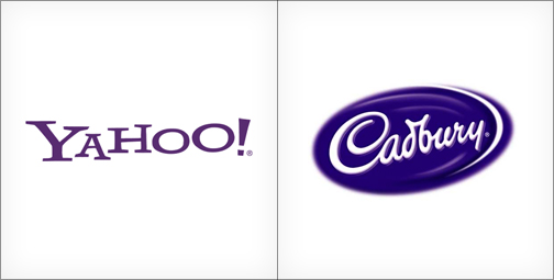 Yahoo logo, Cadbury logo, purple logos