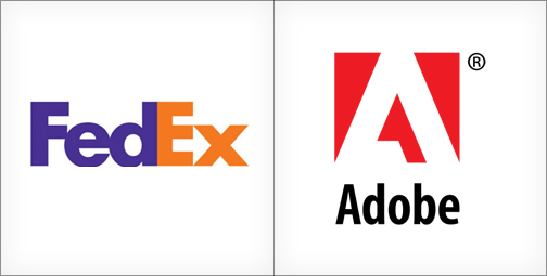 FedEx logo, Adobe logo, white logos